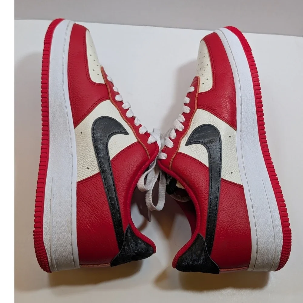 Nike Air Force 1 Low Red White Black DV3892-900 Leather Sneakers Mens 9.5‎ Retro